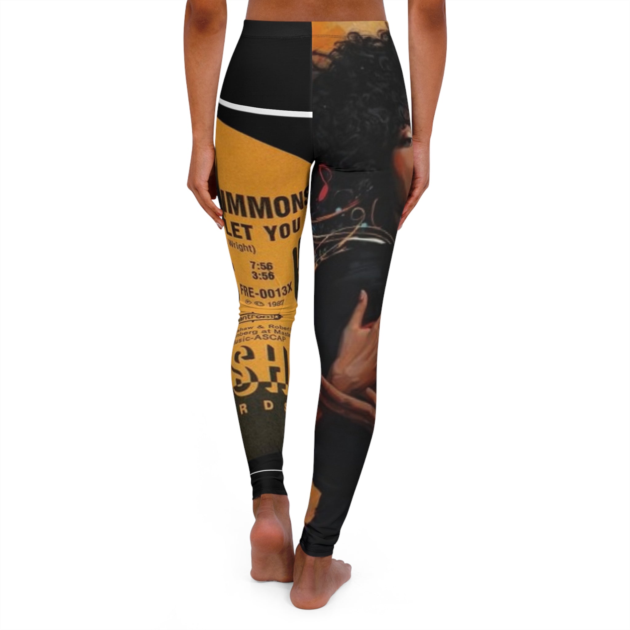 Retro Soul Record Print Leggings — 'Never Gonna' Vintage Vinyl Design