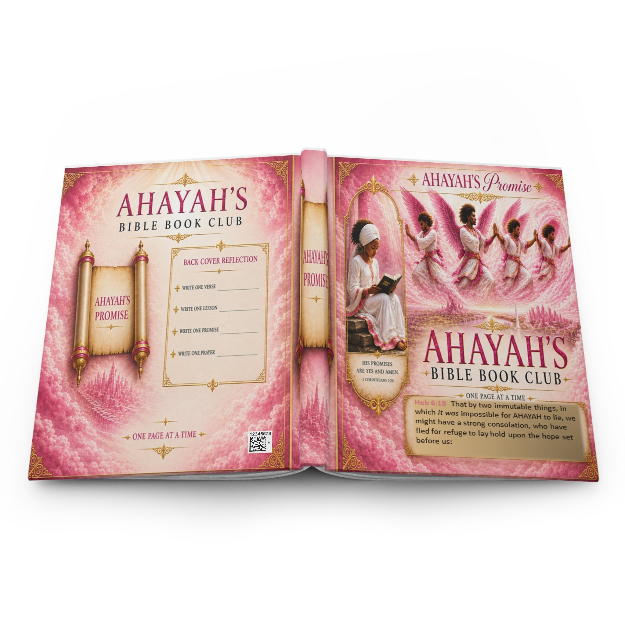 Ahayah’s Bible Book Club” Faith Reflection Notebook-Pink