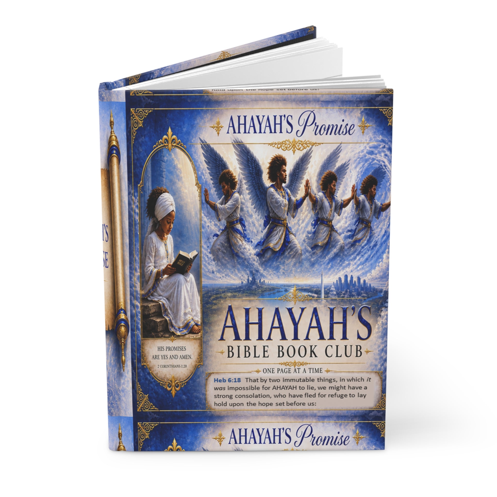 Ahayah’s Bible Book Club” Faith Reflection Notebook-Blue
